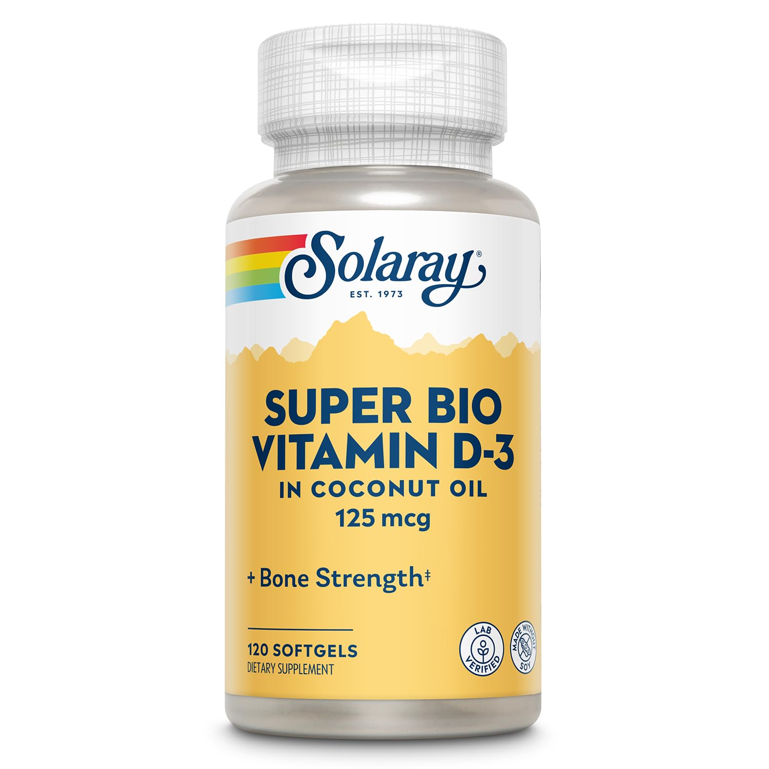 SOLARAY D3 dans l'huile de coco, meilleure absorption et énergie quotidienne.