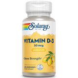 SOLARAY D3 pastilles citron – boîte et flacon – soutien des os et des muscles.