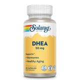 SOLARAY DHEA 50 mg – bouteille, soutien potentiel à l'équilibre hormonal et au bien-être.