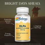 SOLARAY DL-PA, étiquette recto avec dosage clair pour une routine précise.