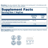 Étiquette présentant les ingrédients clés, dont 333 mg d'extrait de haricot velours, utile pour le bien-être.