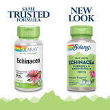 SOLARAY Echinacea, bouteille plastique avec gélules, pratique quotidienne pour soutenir le système immunitaire.