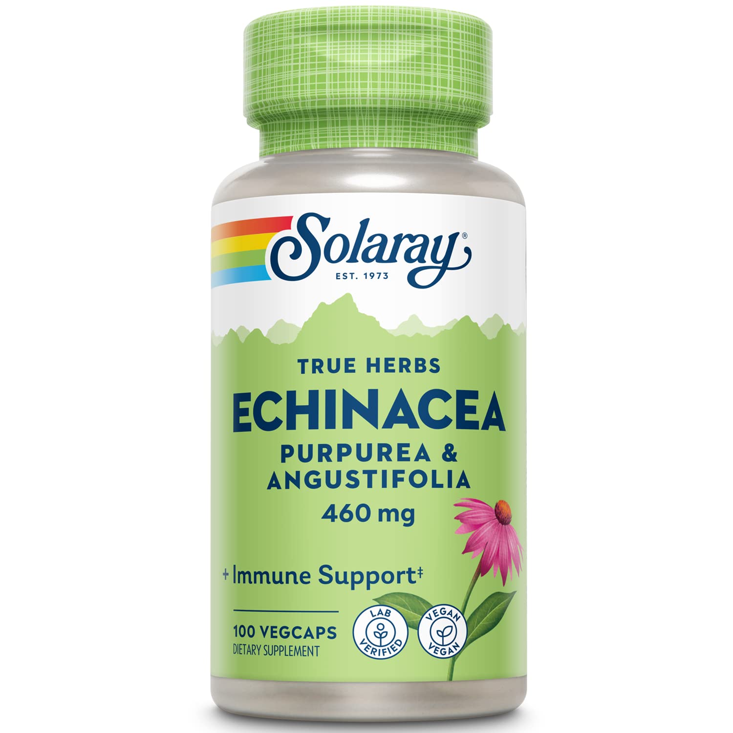 SOLARAY Echinacea, capsules végétales, soutient potentiellement le bien-être général.