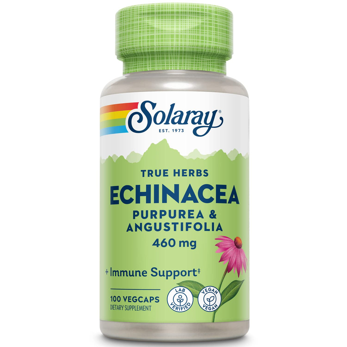 SOLARAY Echinacea, capsules végétales, soutient potentiellement le bien-être général.