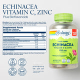 SOLARAY Echinacea en capsules : soutien immunitaire potentiel avec vitamine C et zinc.