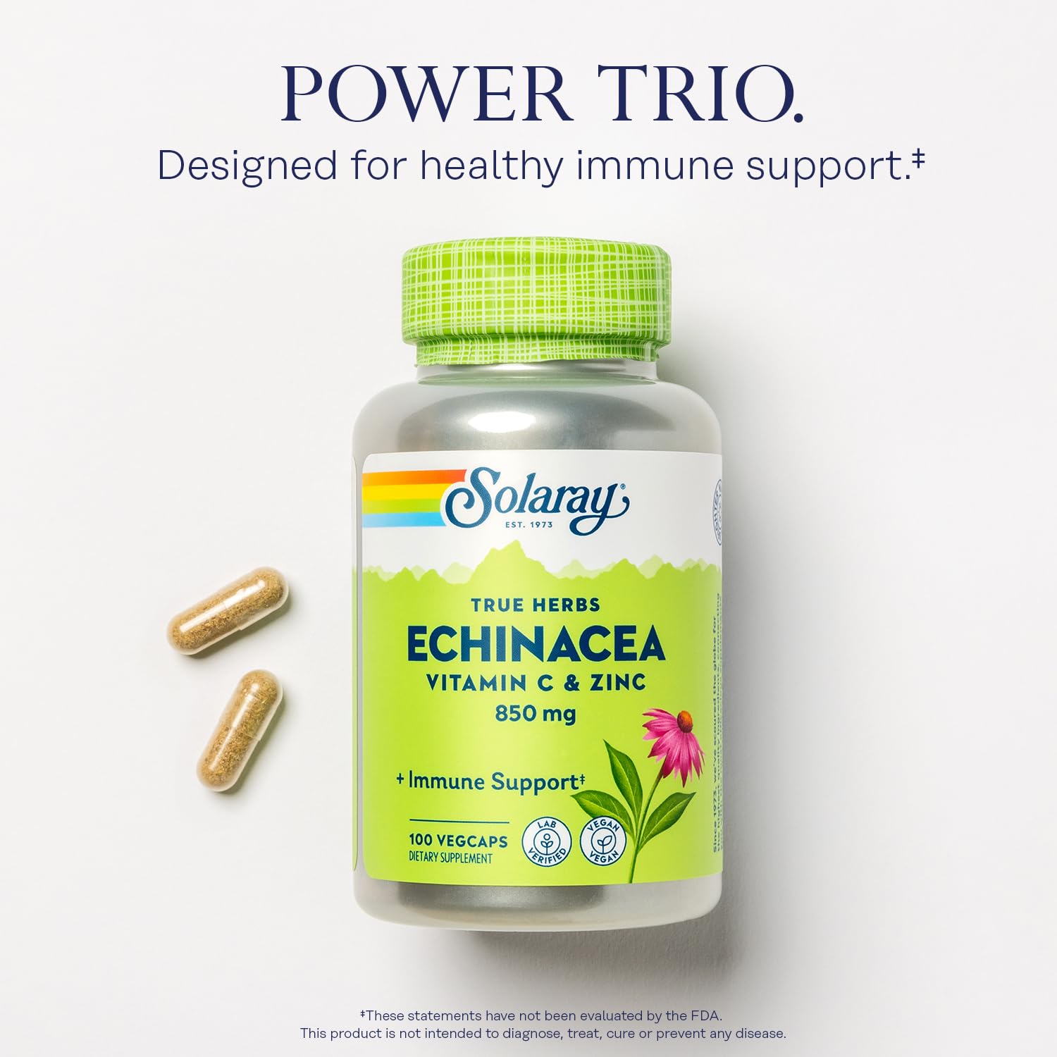 SOLARAY Echinacea – flacon professionnel, soutien saisonnier pour l'immunité.