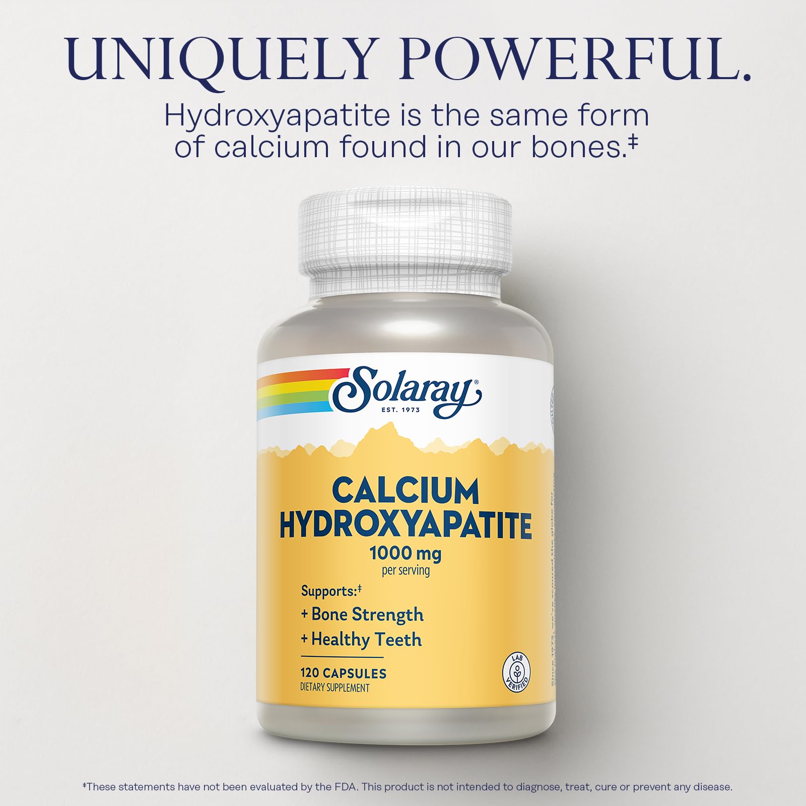 SOLARAY Étiquette – calcium hydroxyapatite: emballage clair pour une utilisation quotidienne