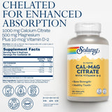 SolaRay etiquette calcium magnesium: étiquette claire et dosage équilibré en 2:1.