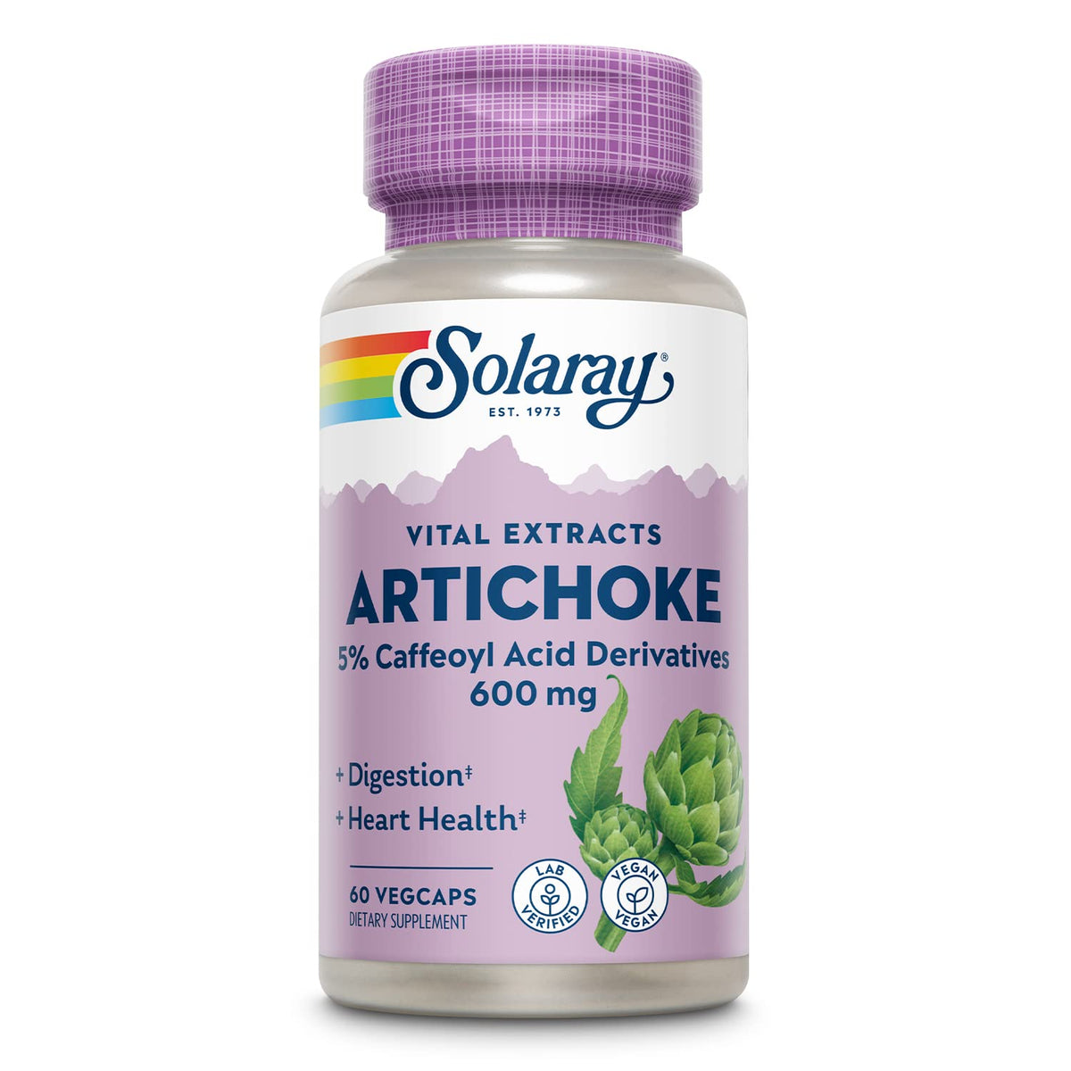 SOLARAY Extrait feuille artichaut 600 mg – emballage clair indiquant le soutien digestif potentiel