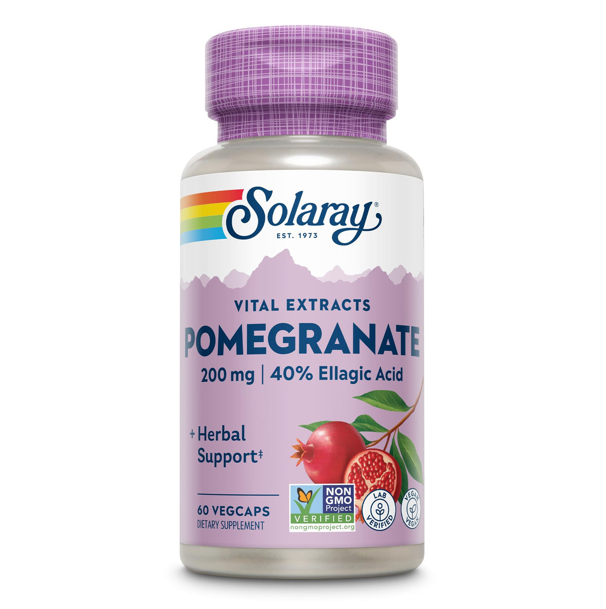 SOLARAY Extrait grenade 200 mg — bouteille, antioxydants pour le quotidien.