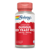 SOLARAY Extrait Guggul et Riz Rouge – bouteille avec capsules et soutien cardiovasculaire potentiel.