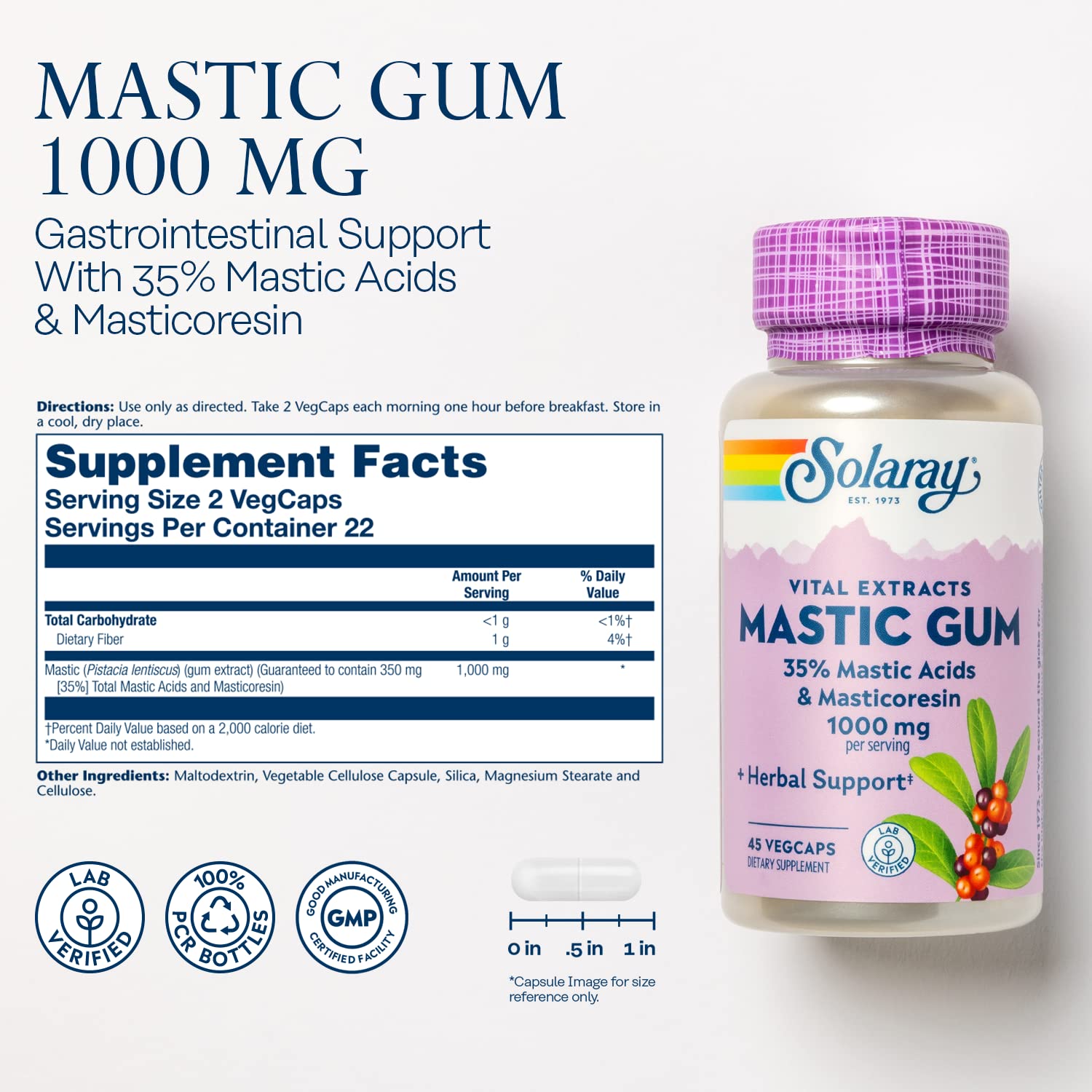 SOLARAY Extrait de Mastic 500 mg — emballage écologique et durable.