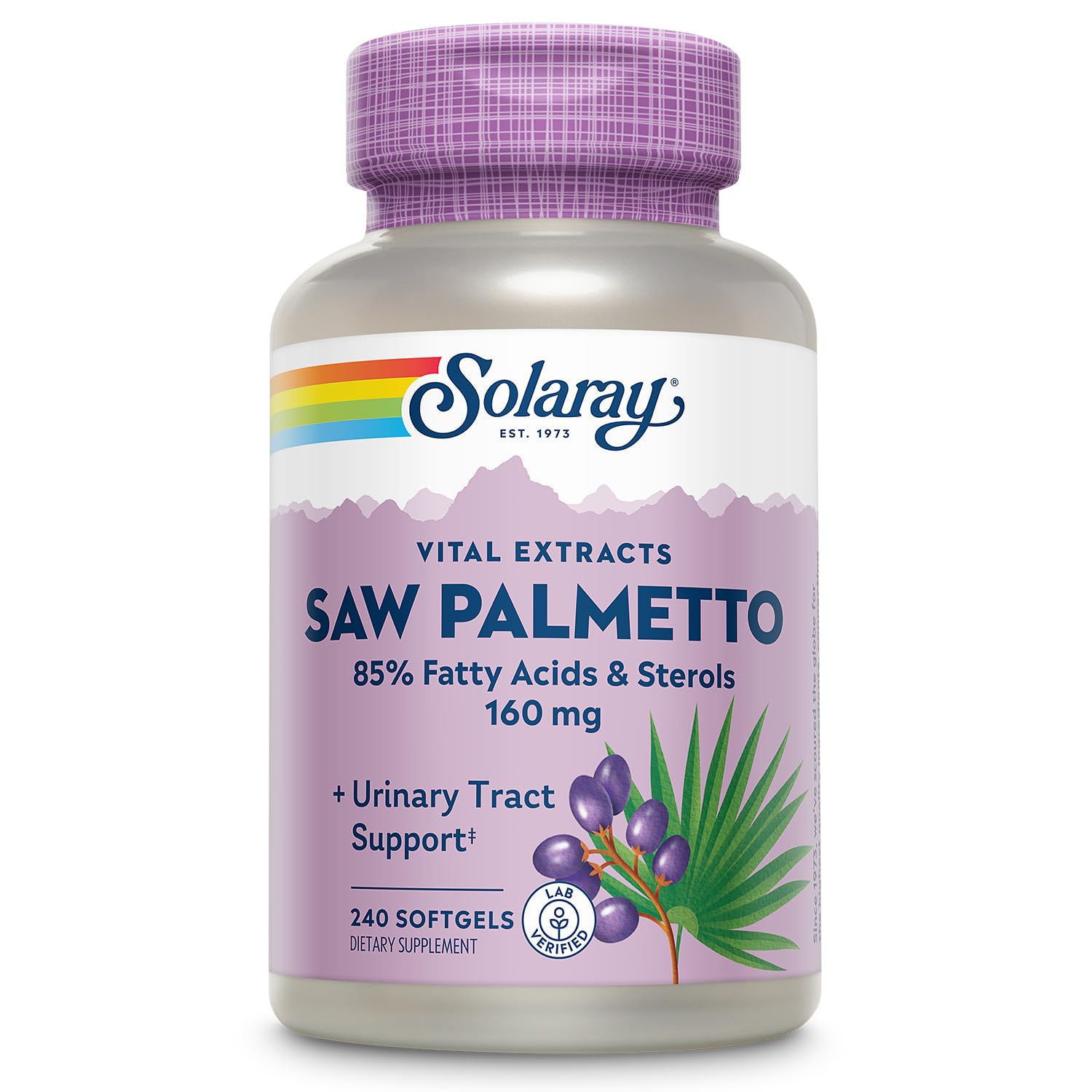 SOLARAY Extrait de palmier-nain – Flacon montrant une formulation puissante.