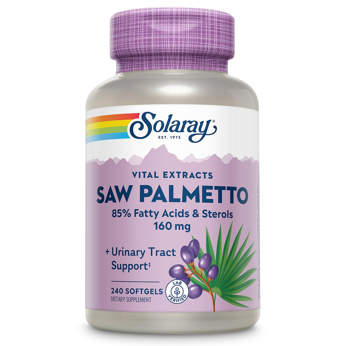 SOLARAY Extrait de palmier-nain – Flacon montrant une formulation puissante.