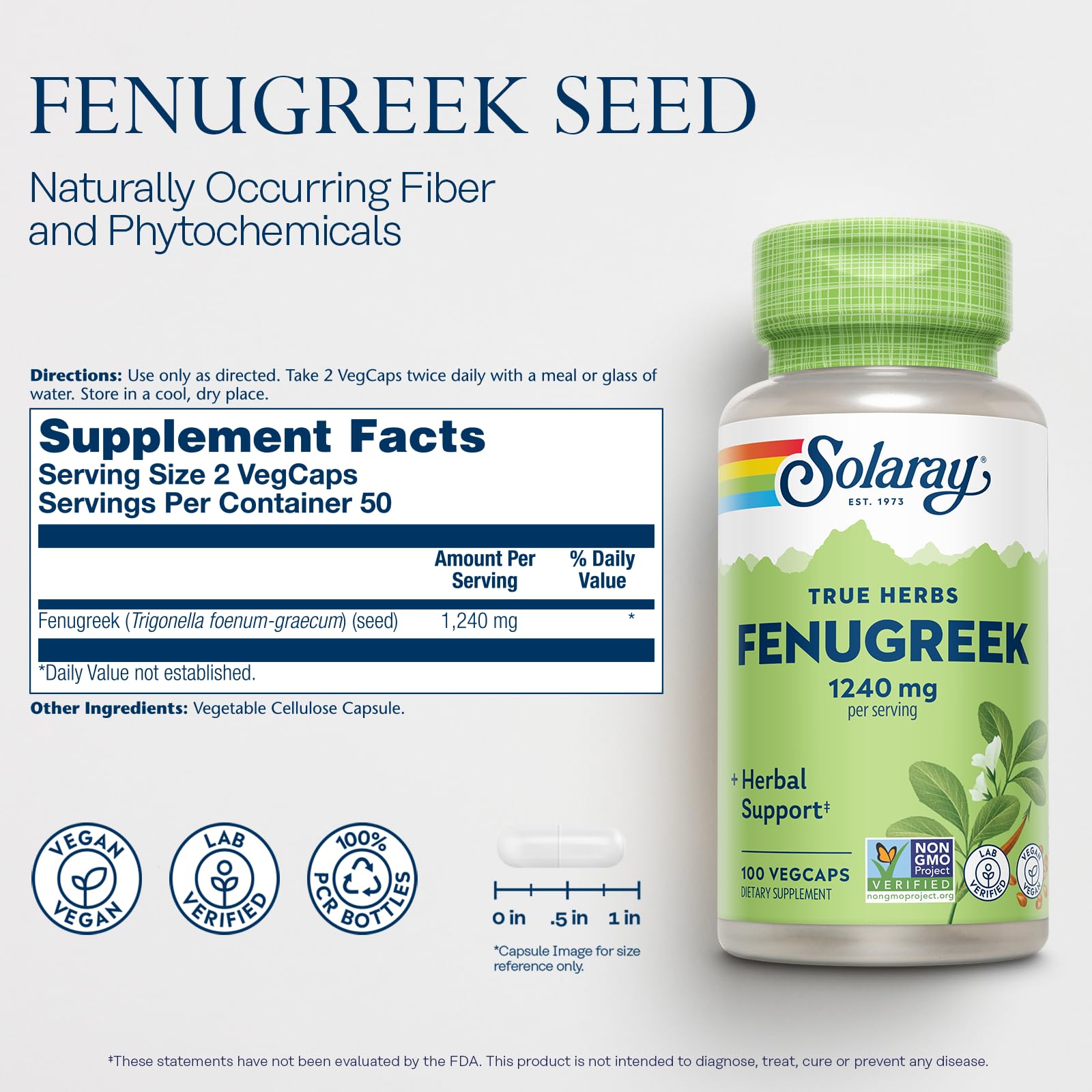 SOLARAY Fenugrec 1240 mg – capsules faciles à prendre