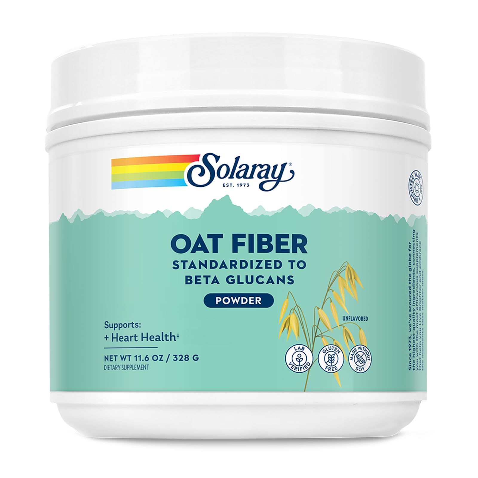 SOLARAY Fibre d’avoine, poudre non aromatisée prête à être ajoutée dans boissons et recettes pour fibre