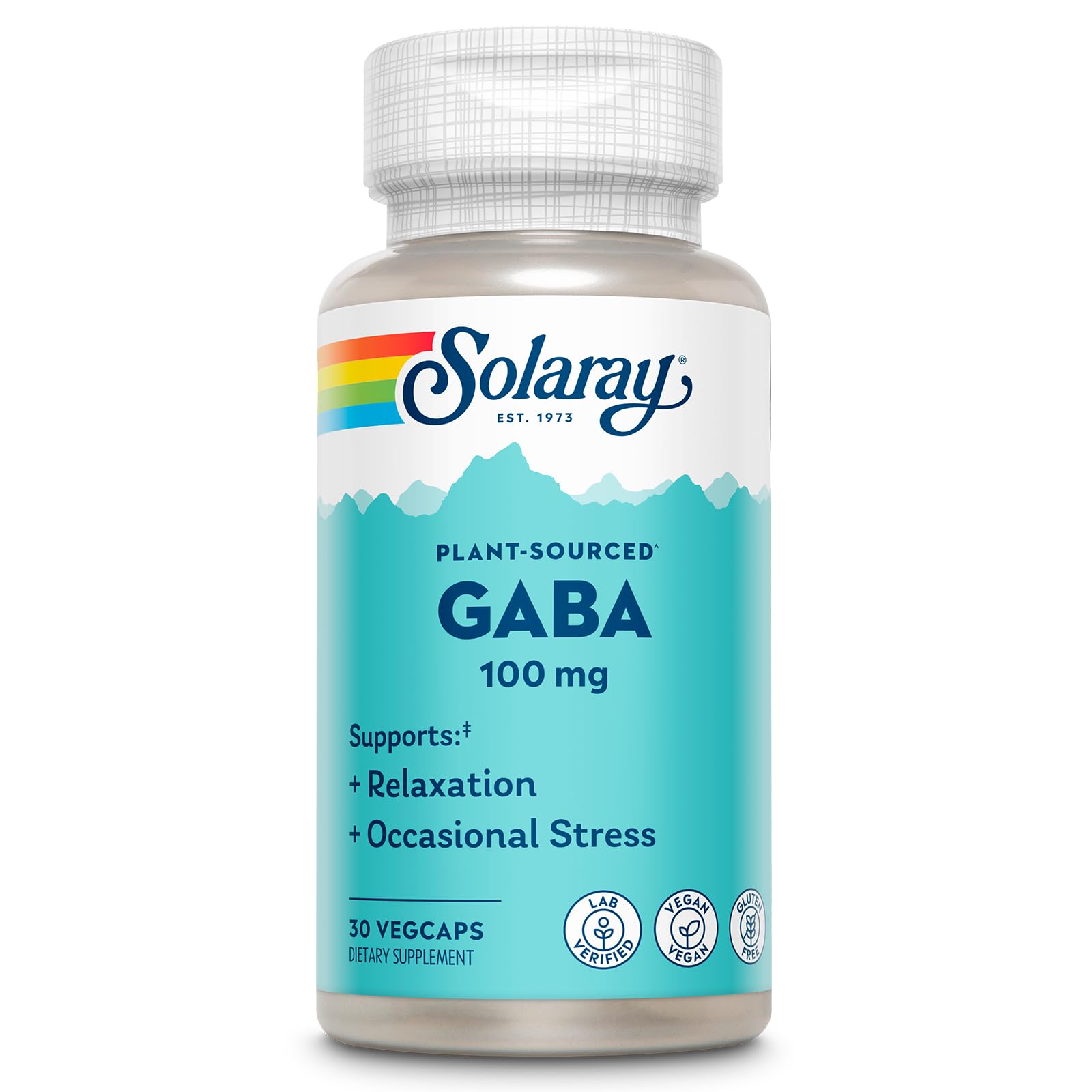 SOLARAY GABA avec orge fermentée en bouteille pour une détente douce.