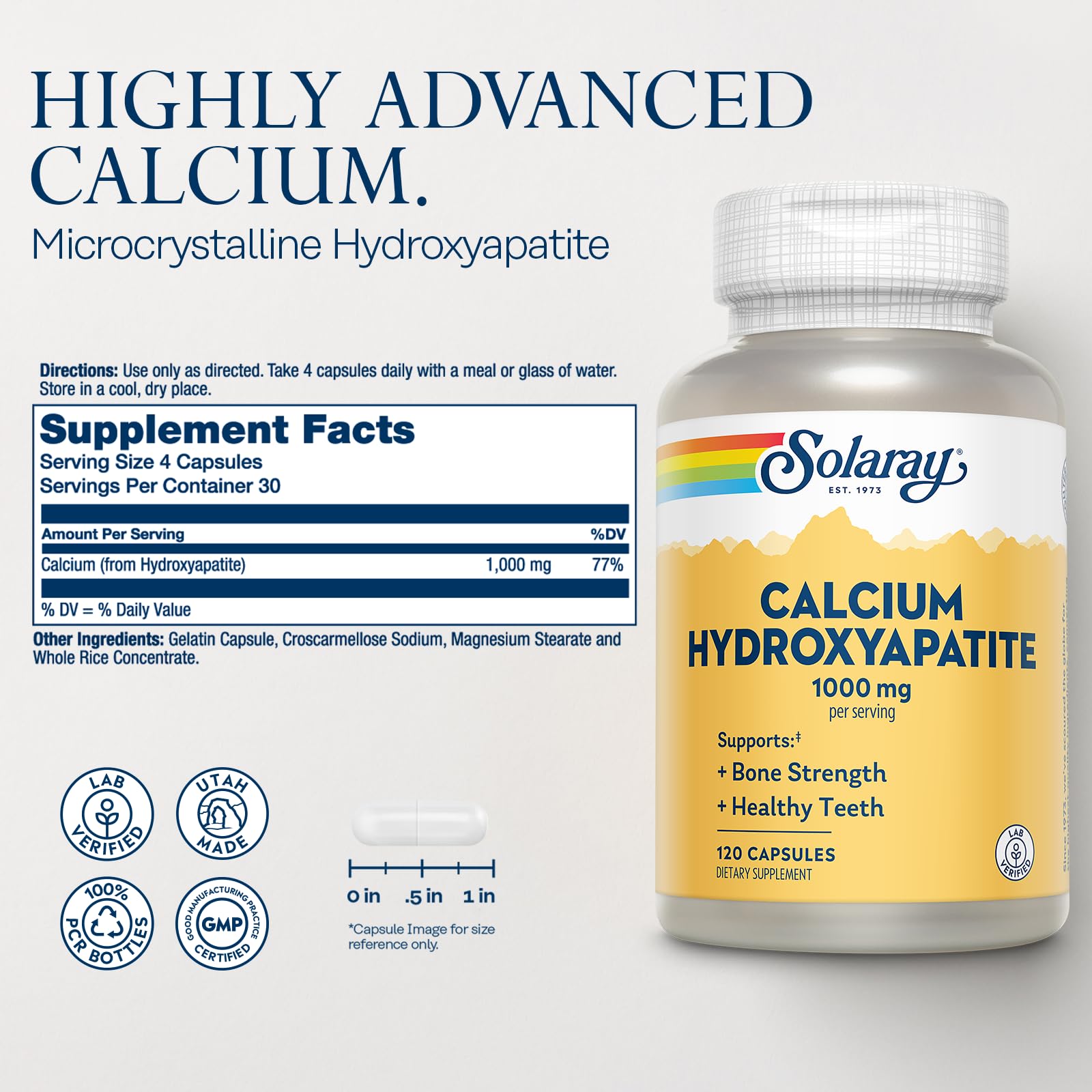 SOLARAY Gélules – calcium hydroxyapatite: format pratique pour une routine saine