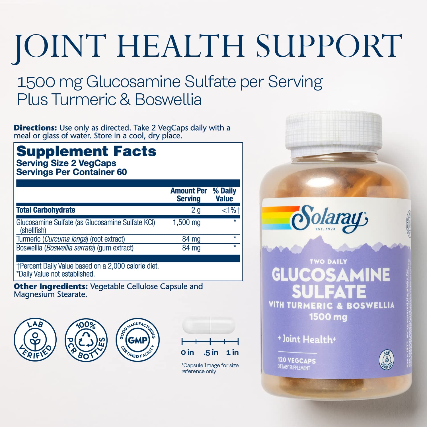 SOLARAY gélules glucosamine – visuel des comprimés pour la mobilité.