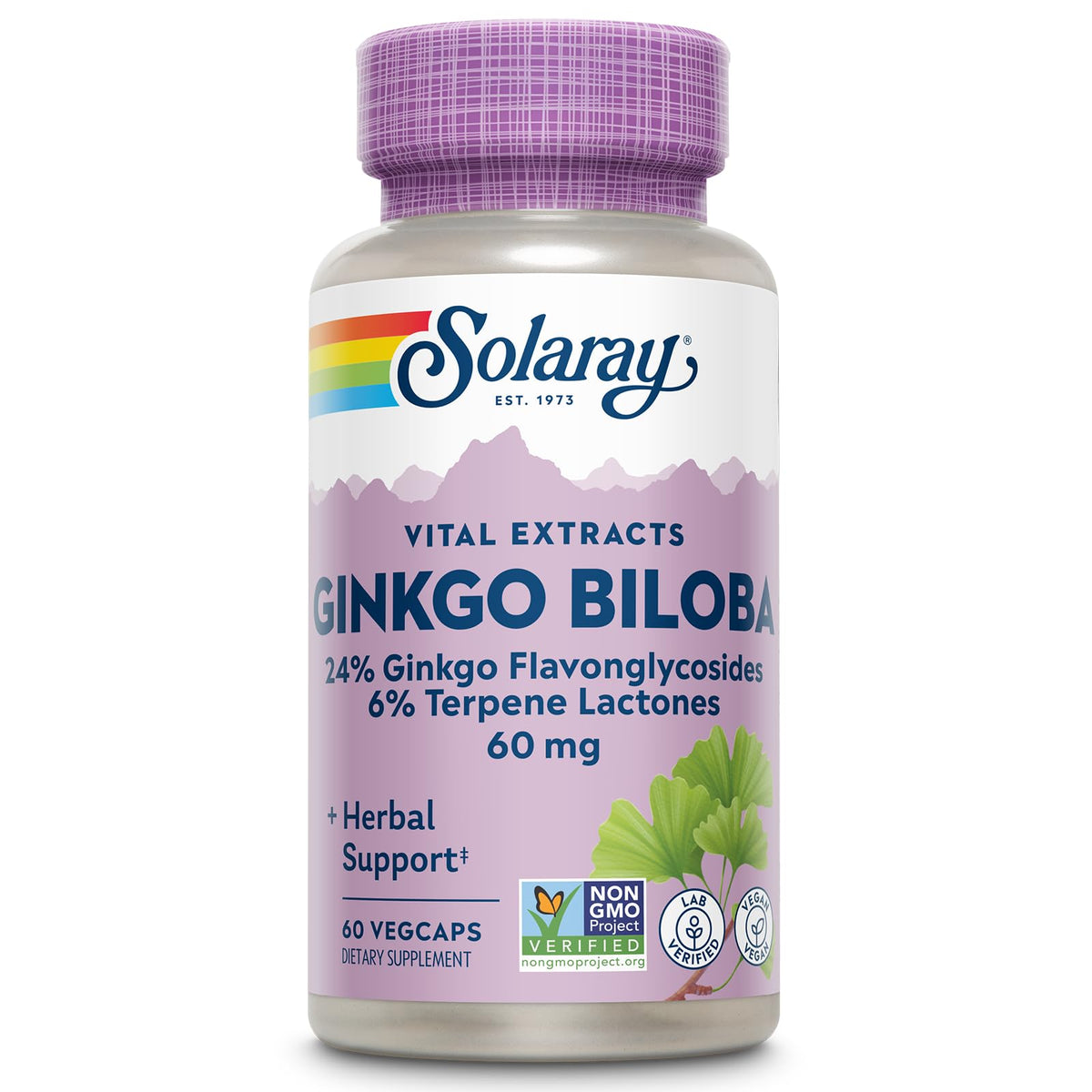 SOLARAY Ginkgo Biloba: capsules, soutien potentiel à la clarté mentale au quotidien.