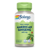 SOLARAY ginseng américain, bouteille 480 mg, soutien potentiel au stress et à l'énergie.