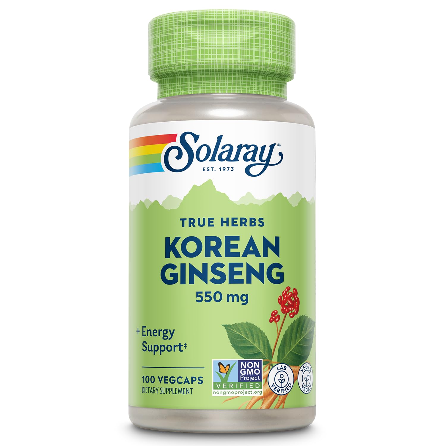 SOLARAY Ginseng Coréen 550 mg – bouteille pratique soutenant l’adaptation au stress