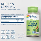 SOLARAY Ginseng Coréen 550 mg – gélules véganes pour énergie et endurance
