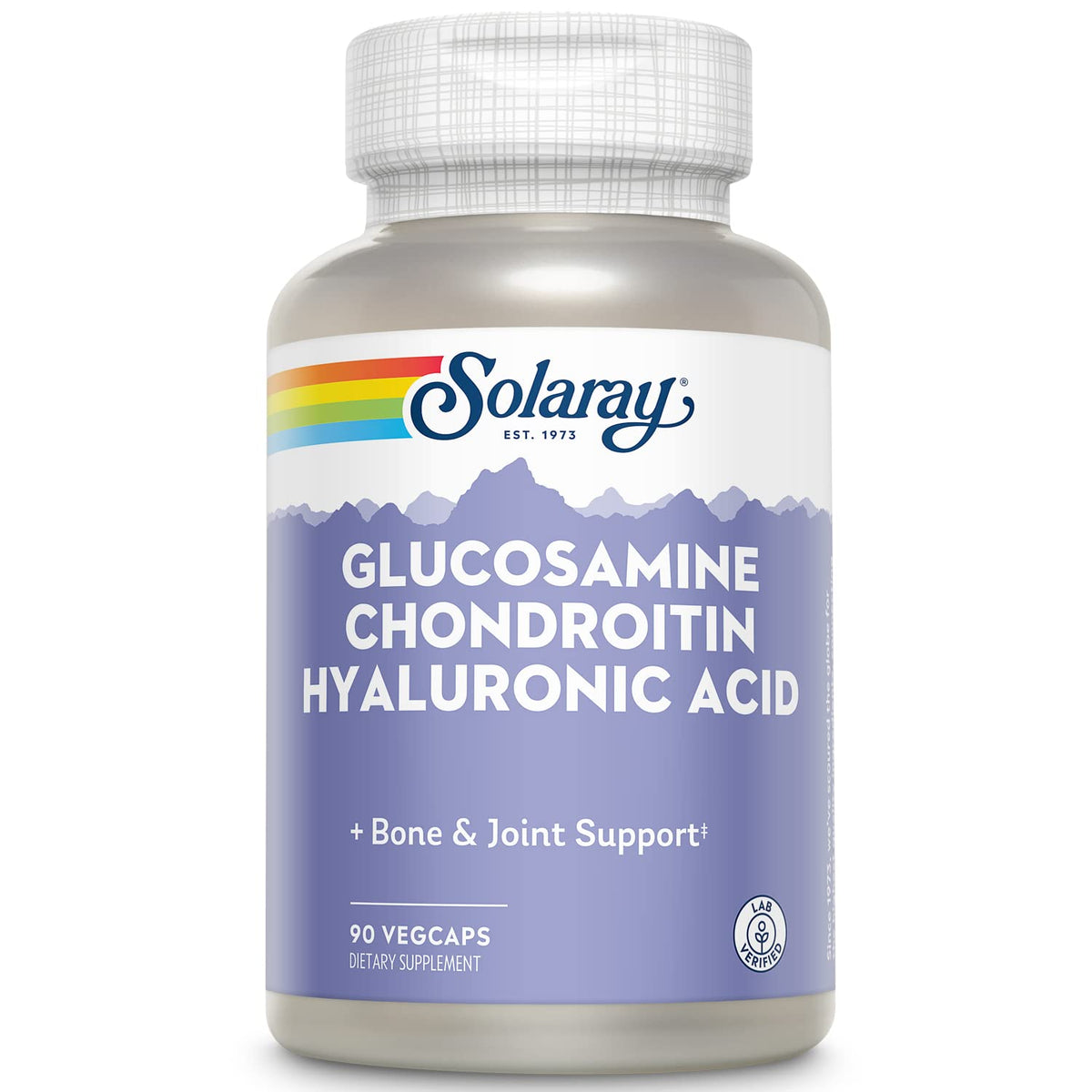 SOLARAY glucosamine-chondroitine-acide-hyaluronique bouteille: soutien potentiel des articulations au quotidien.