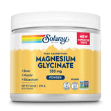 SOLARAY Magnésium Glycinate en poudre dans la bouteille ouverte, dosage pratique dans l'eau quotidienne.