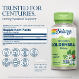 SOLARAY Goldenseal: boîte de 50 capsules végétariennes, pratique et prête à l'emploi.