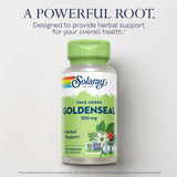Étiquette SOLARAY Goldenseal présentant les informations sur les ingrédients clés.