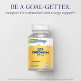 Solaray GTF Chromium 200mcg étiquette, informations claires et traçabilité.