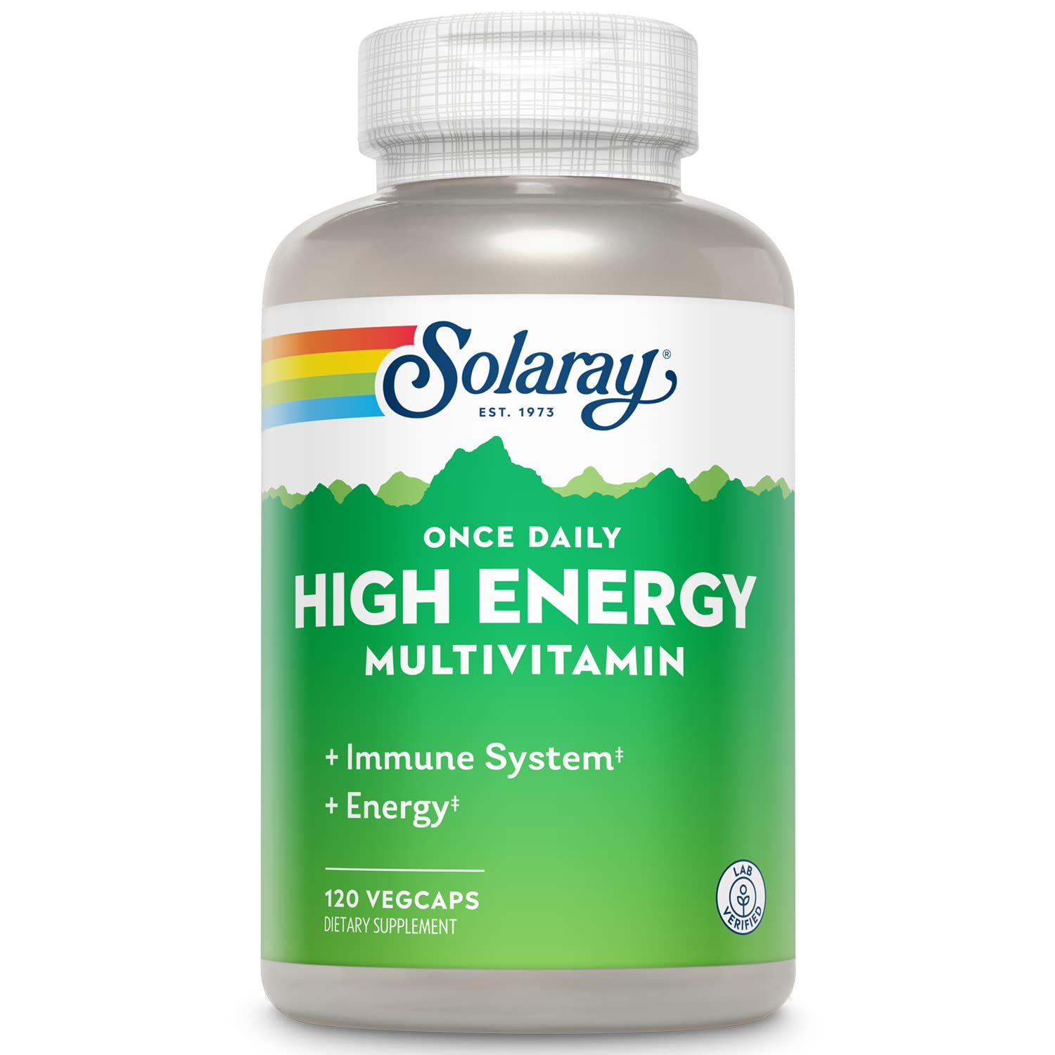 SOLARAY Haute Énergie Multivitamine en bouteille éco-responsable pour énergie durable