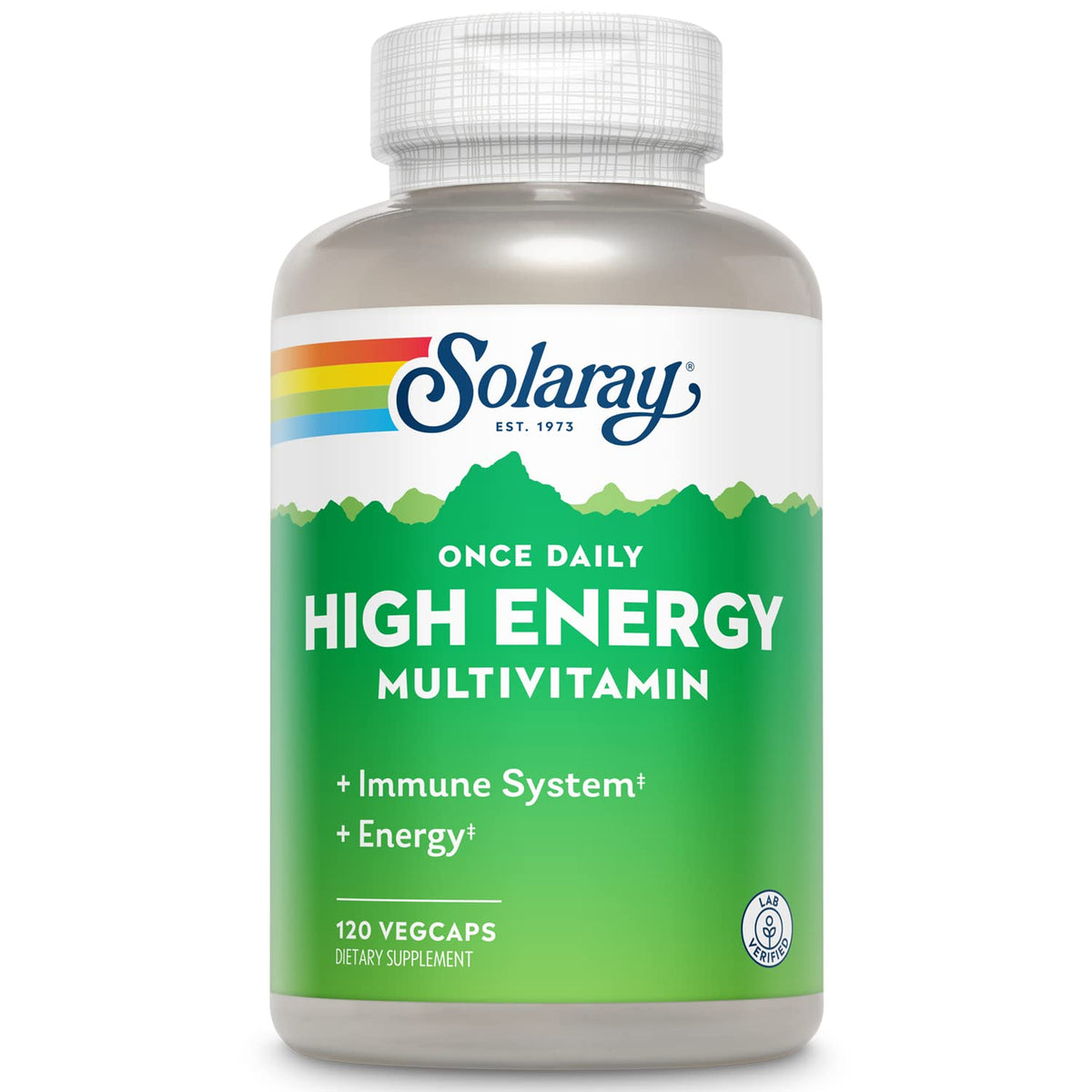 SOLARAY Haute Énergie Multivitamine en bouteille éco-responsable pour énergie durable