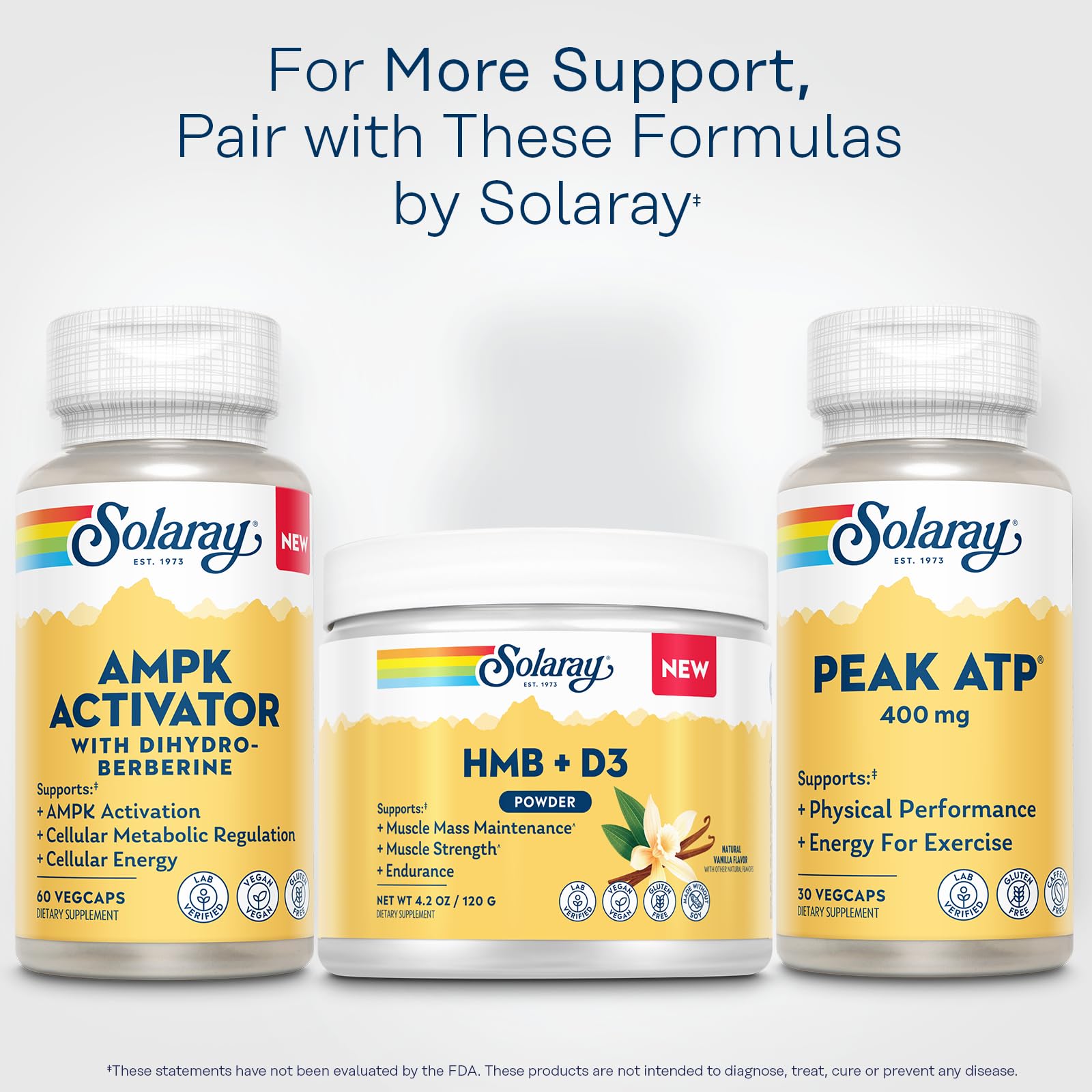 SOLARAY HMB Plus D3 – option végétalienne et sans gluten pour votre routine fitness.
