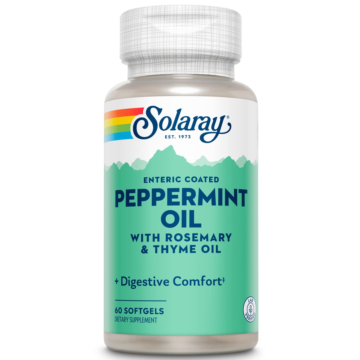 Solaray huile menthe poivrée entérique en gélules, soutien digestif potentiel.