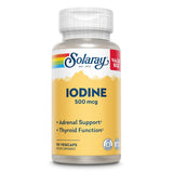 SOLARAY Iode 500 mcg — Bouteille: capsules véganes faciles à avaler pour un soutien potentiel.