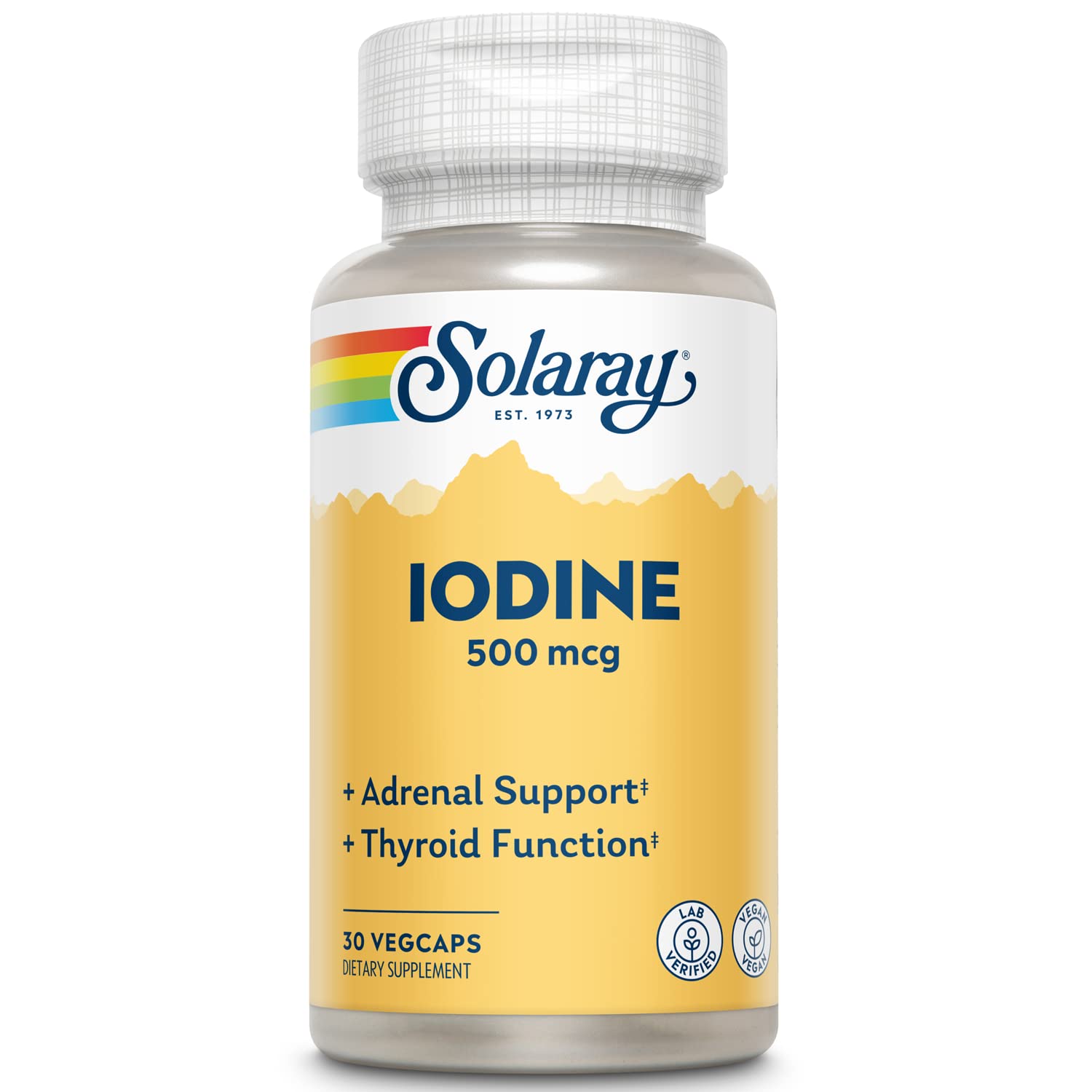 Solaray Iodine 500 mcg – bouteille pratique pour un apport quotidien fiable.