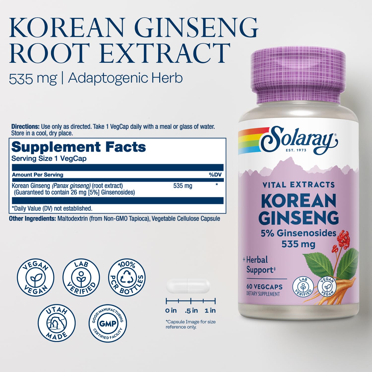 SOLARAY Ginseng coréen: emballage extérieur écoresponsable