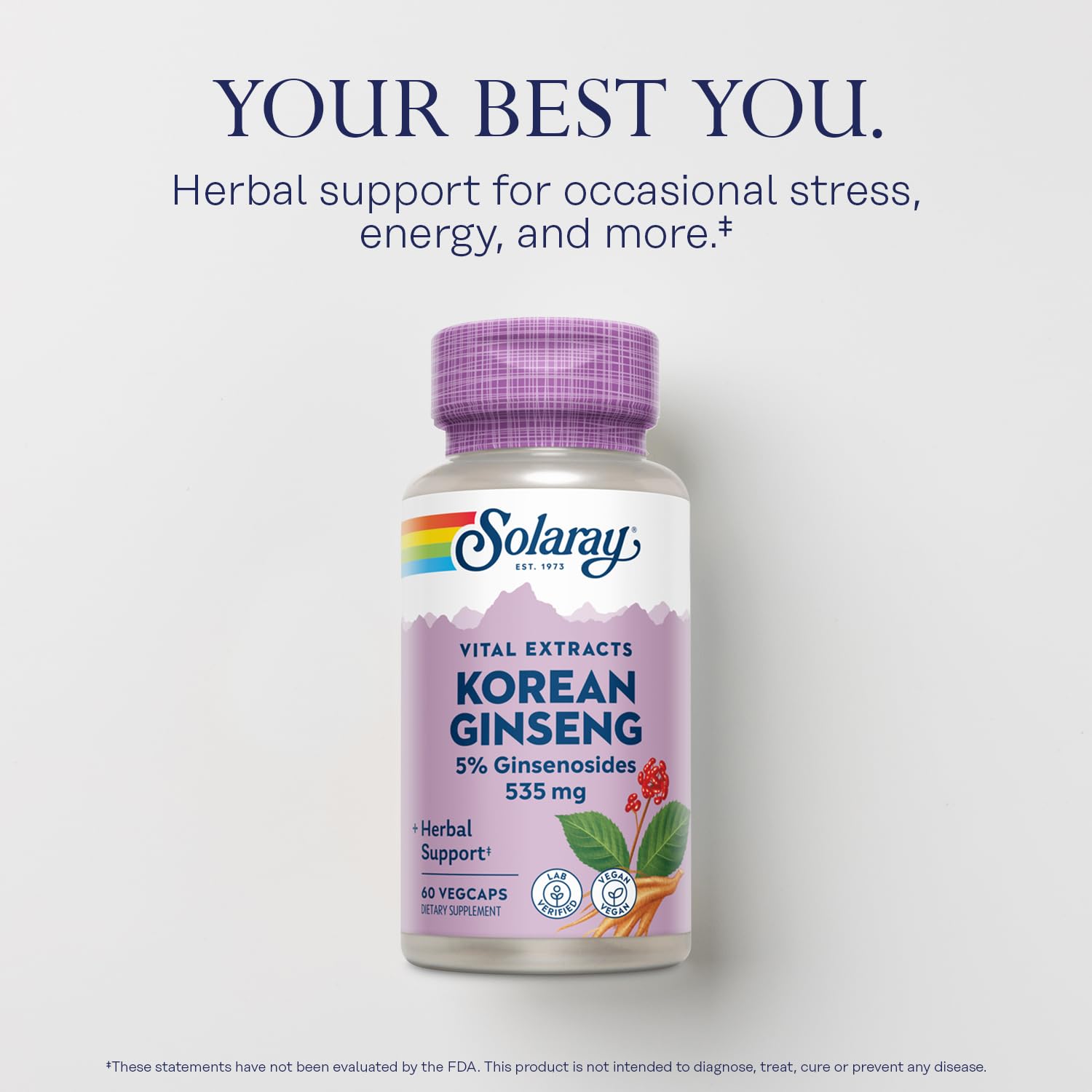 SOLARAY Ginseng coréen: étiquette détaillée et informations produit