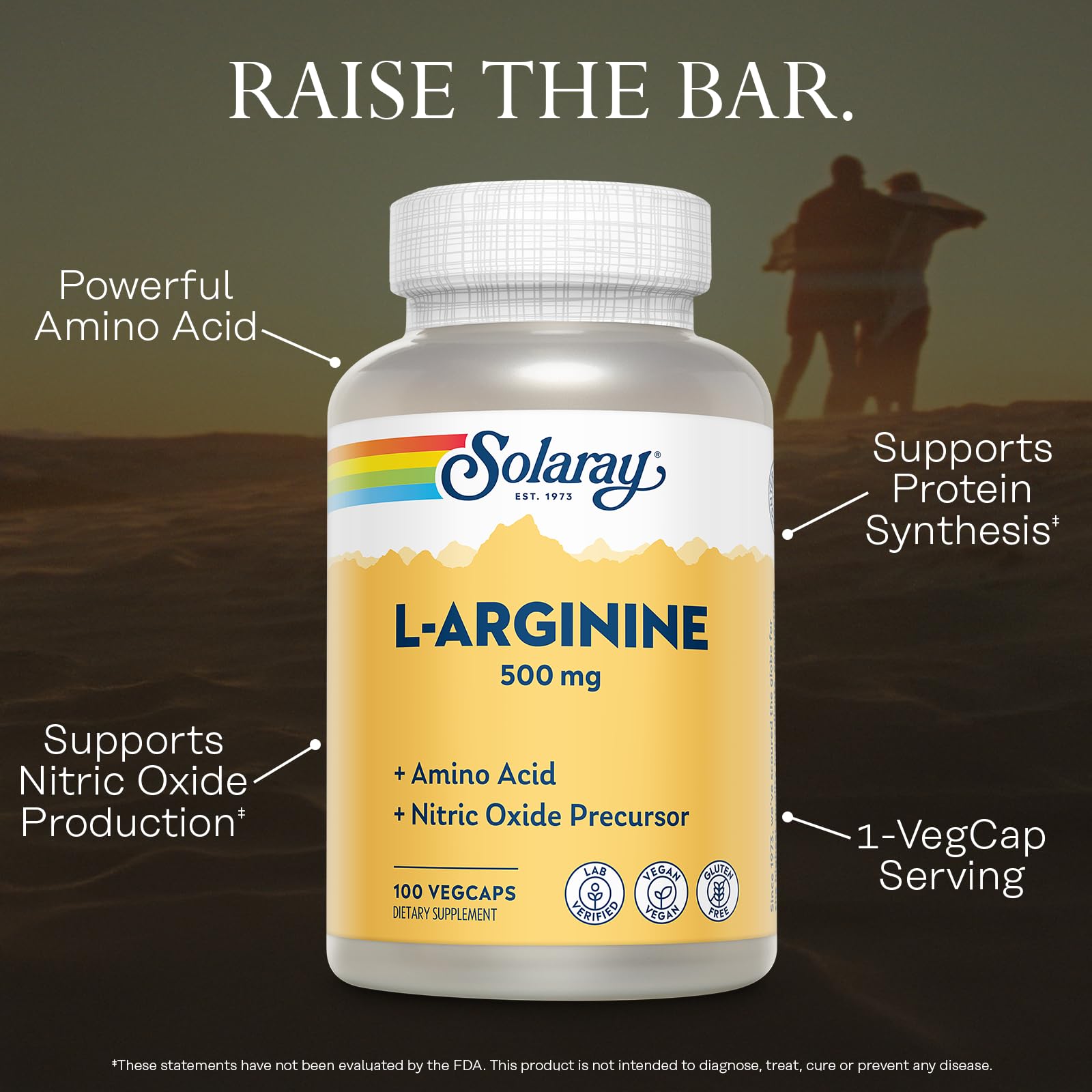 Emballage PCR écologique SOLARAY L-Arginine, engagement durable.