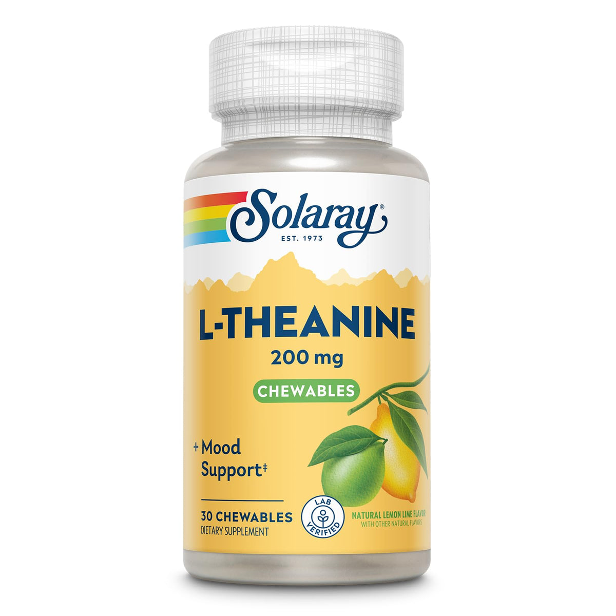 SOLARAY L-Theanine tablettes à mâcher de 200 mg pour un calme quotidien