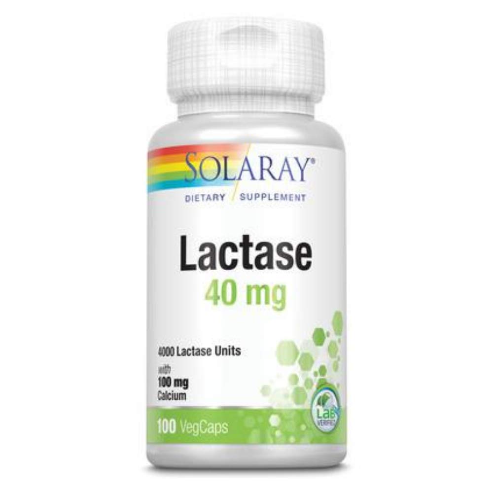 SOLARAY capsules de lactase 40 mg, aide potentielle à la digestion du lactose au quotidien.