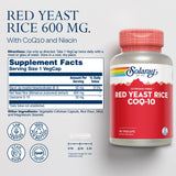 SOLARAY Levure Rouge – étiquette CoQ10 et Niacine sans-flush, avantages cardio.