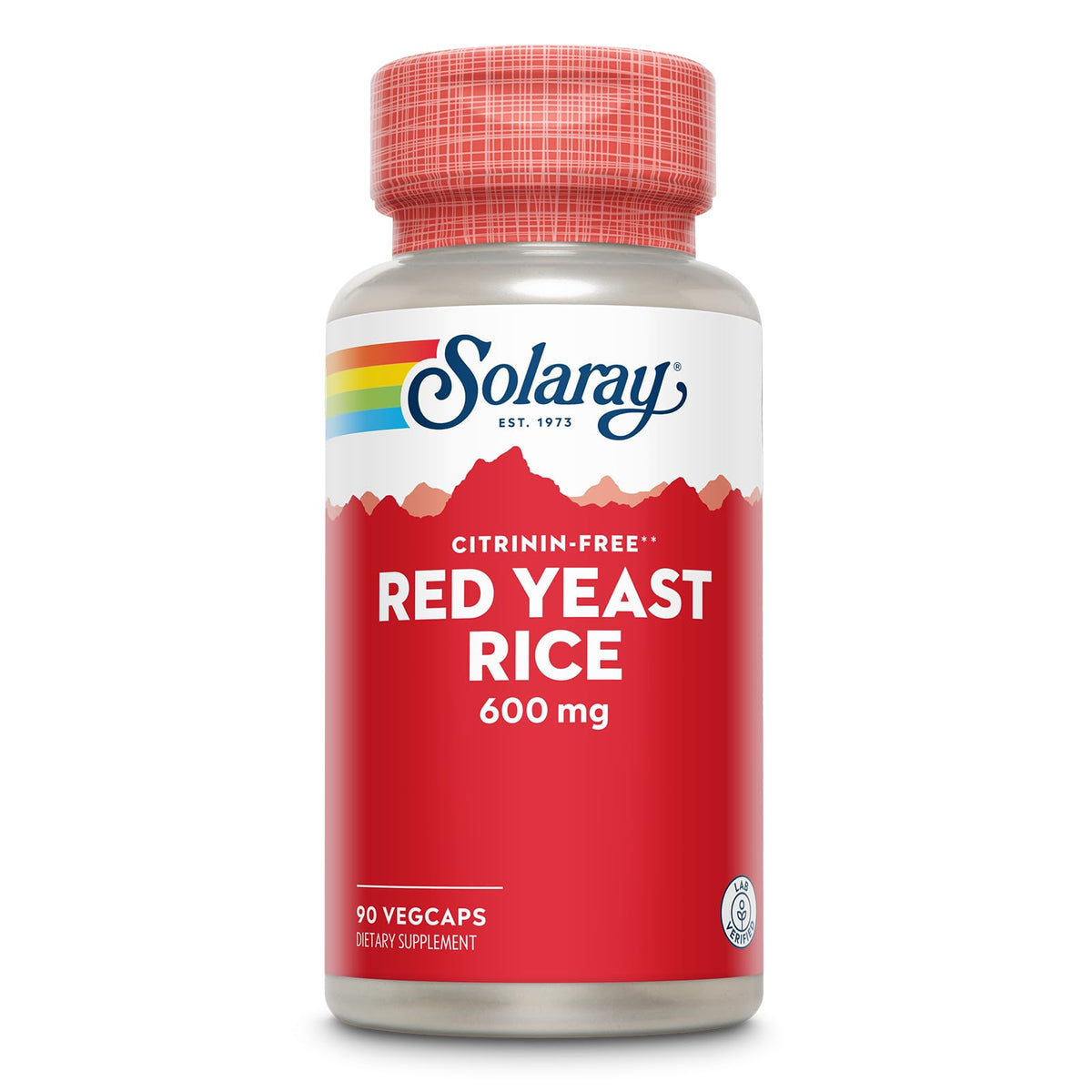SOLARAY levure rouge riz capsules dans bouteille, soutien potentiel à la circulation.