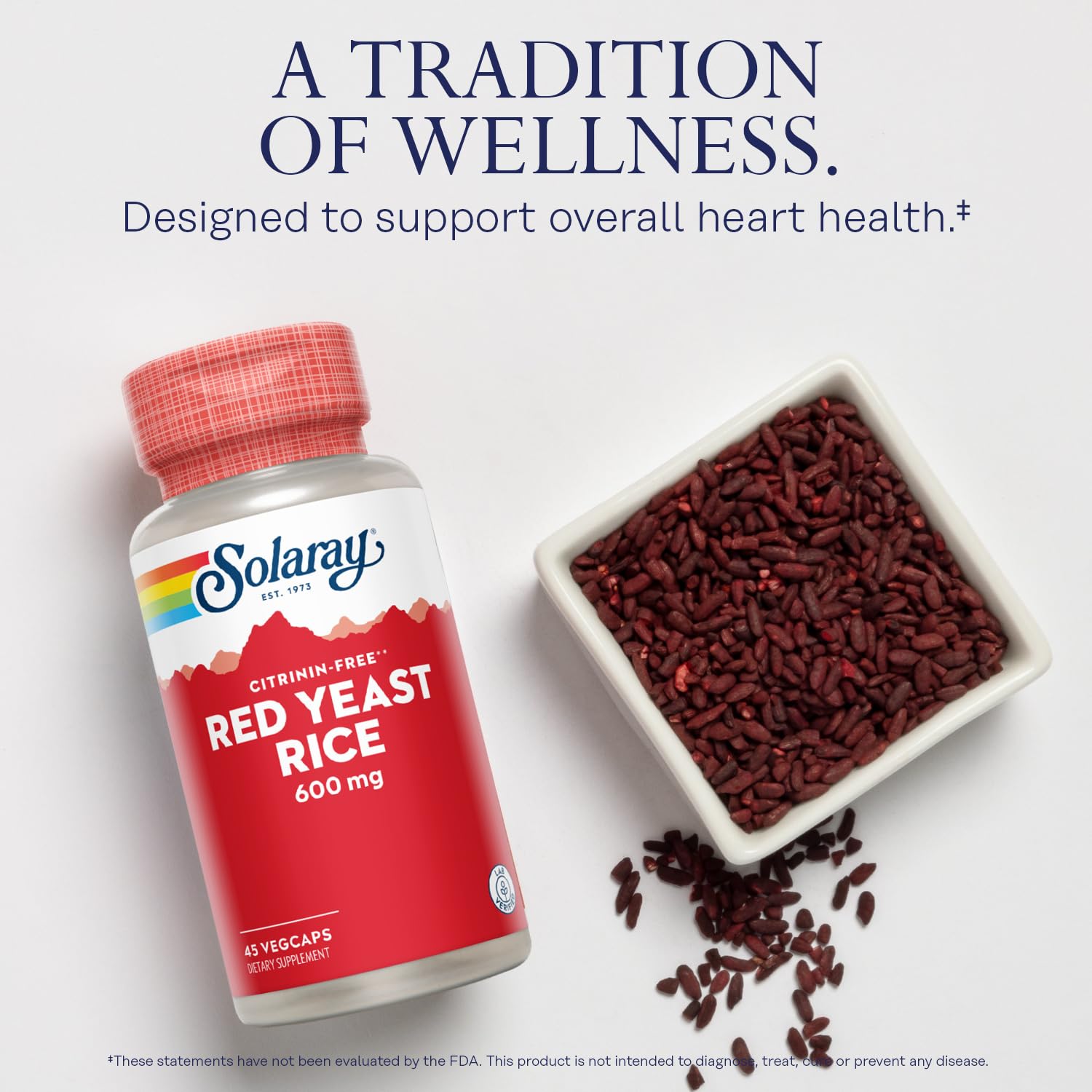  SOLARAY levure rouge de riz, fermentation — procédé naturel Monascus purpureus sur riz.