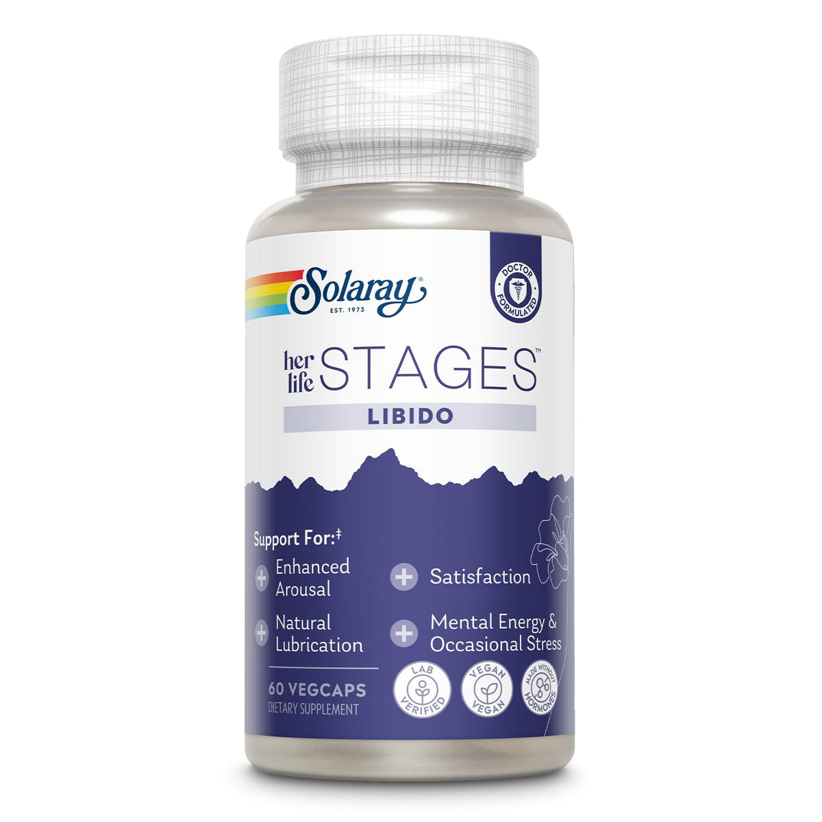 SOLARAY Libido Life Stages – Bouteille visible pour un soutien potentiel à la vitalité intime.