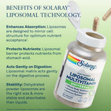 Étiquette SOLARAY liposomal multivitamin, claire et informative.