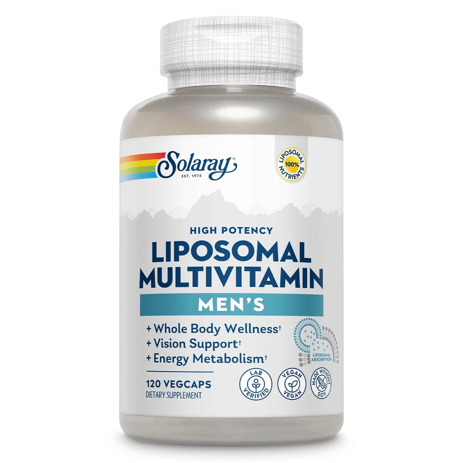 SOLARAY Liposomal Multivitamin, bouteille – absorption potentielle améliorée pour le quotidien.