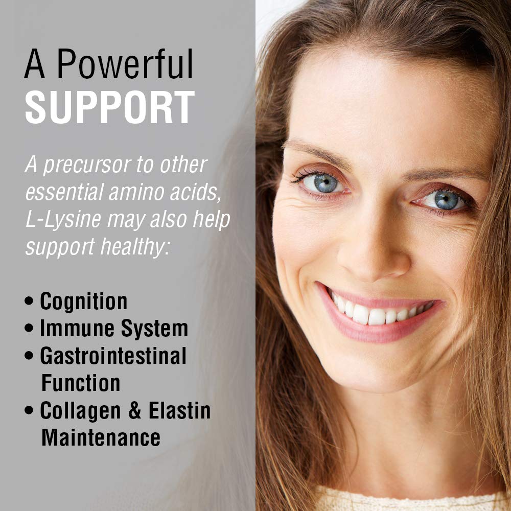 SOLARAY L-Lysine 500 mg étiquette claire facilitant le dosage.